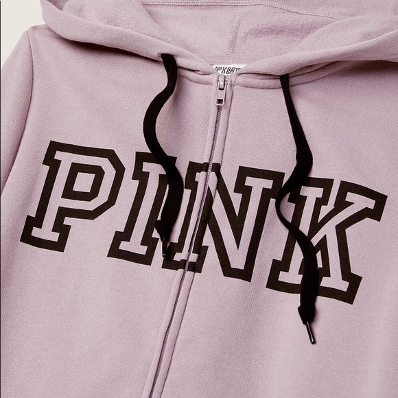 NEW VICTORIAS SECRET PINK FULL ZIP HOODIE. BEAUTIFUL LAVENDER - Picture 3 of 3